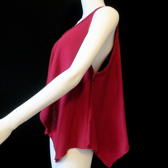 FREE PEOPLE Sing La La Raw Asymmetrical Tank Top Maroon Wine Women's Small - Picture 3 of 5